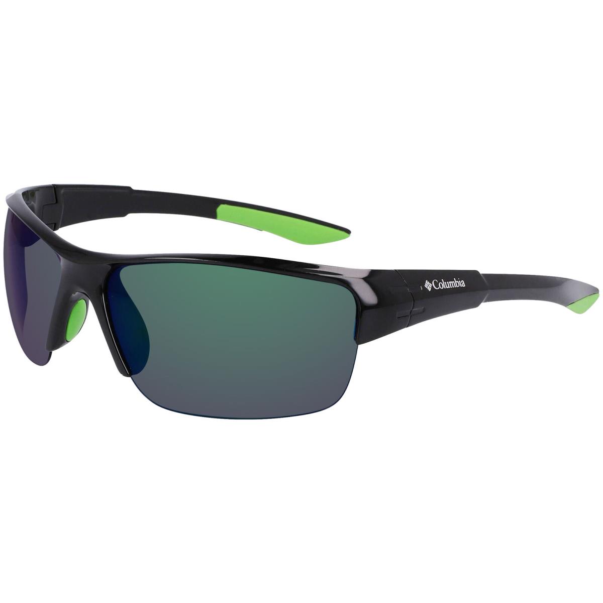 Columbia Wingard Polarized Men`s Semi-rimless Rectangle Wrap Sunglasses - C558SP Shiny Black/Green (007)