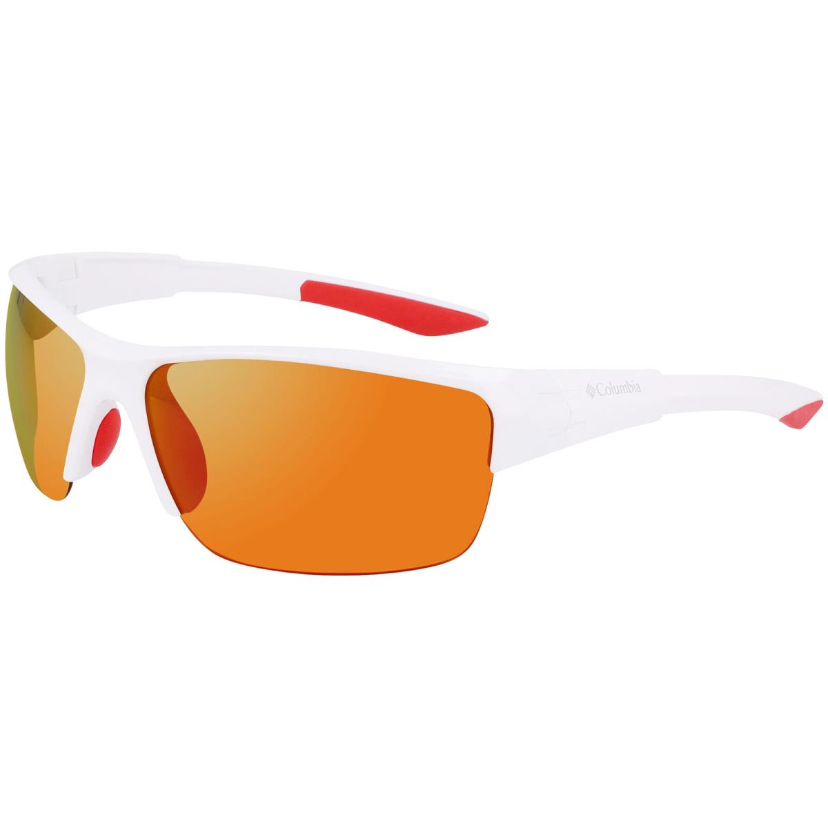 Columbia Wingard Polarized Men`s Semi-rimless Rectangle Wrap Sunglasses - C558SP Shiny White/Orange Revo (105)