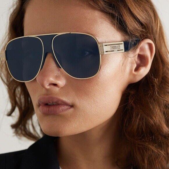 Dior Diorsignature A3U B0B0 Gold Blue Unisex Aviator Sunglasses