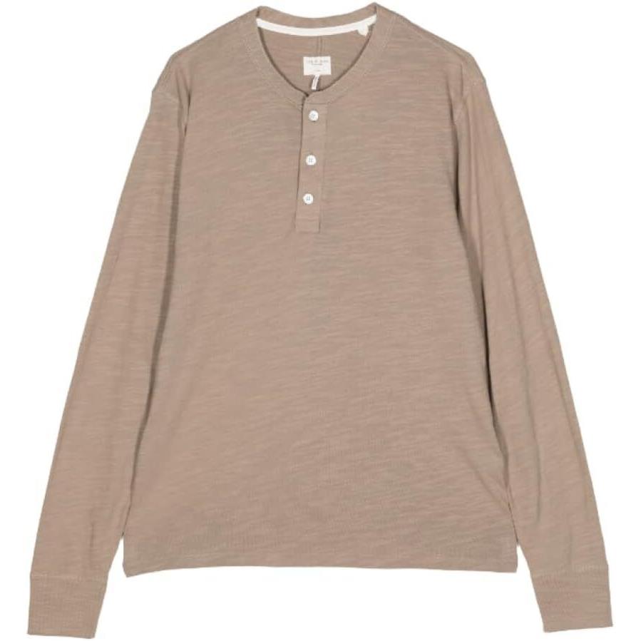 Rag Bone Mens Classic Flame Henley Shirt Desert Cotton Long Sleeve