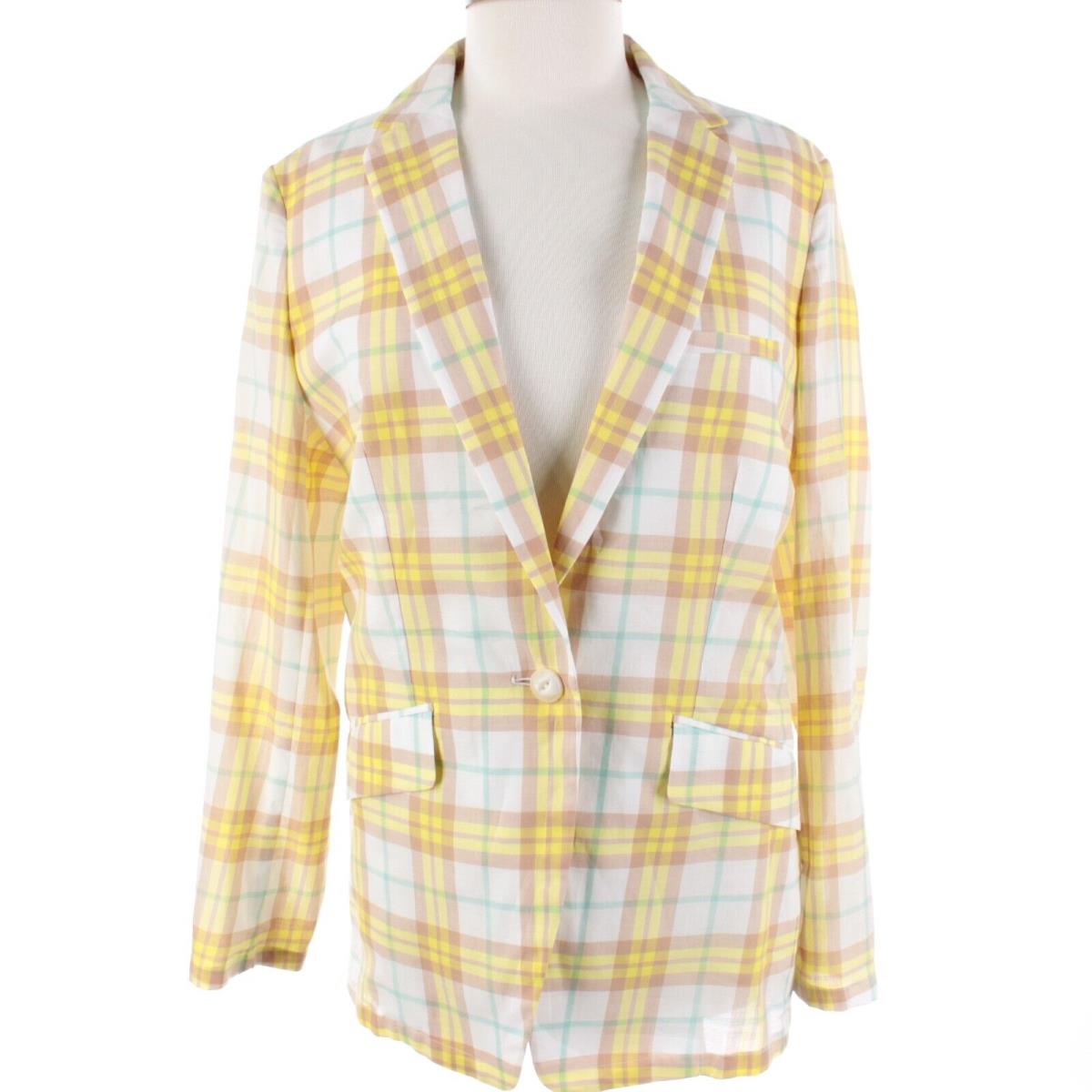 Rag Bone Margot Blazer Single Button Size 8 in Yellow Plaid Cotton