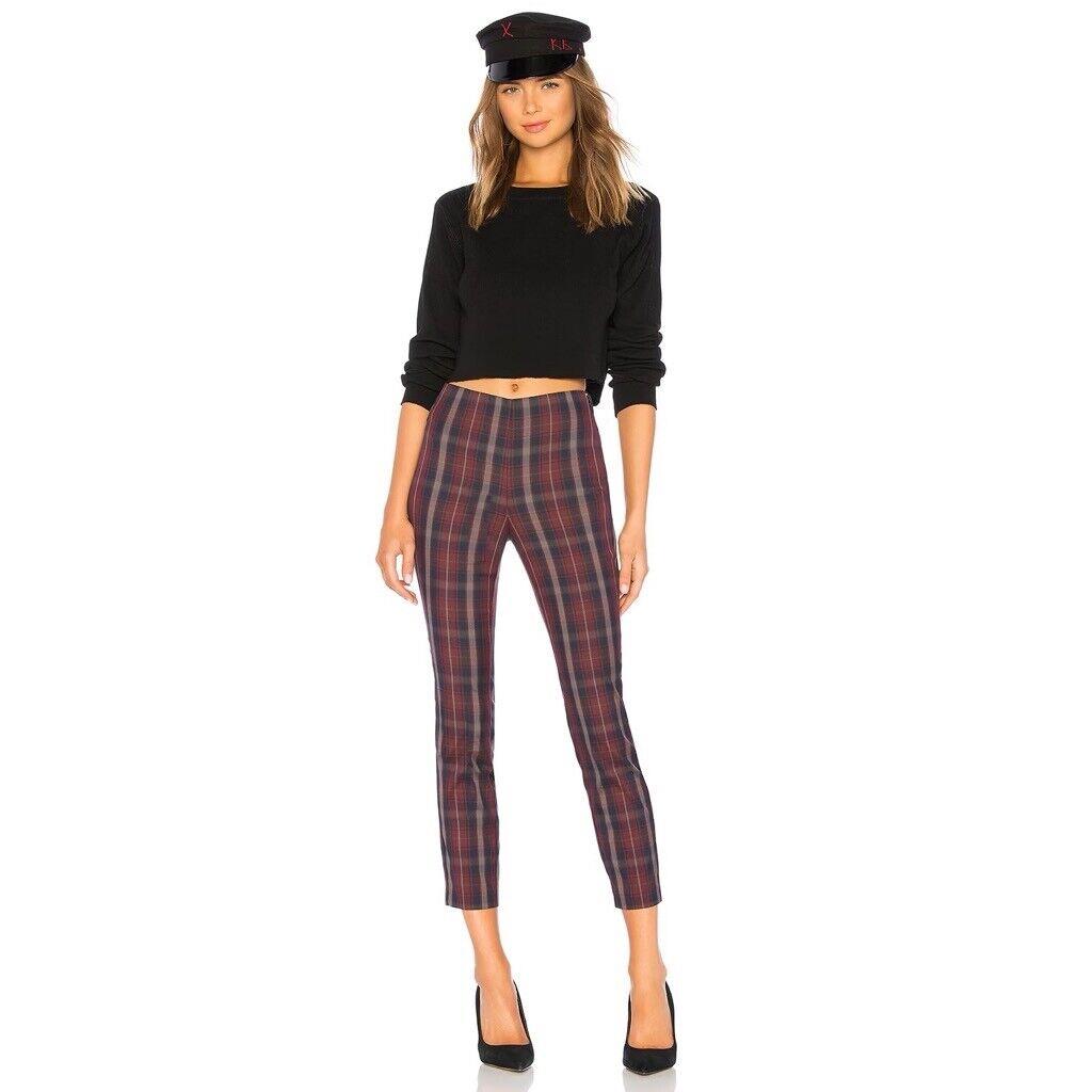 Rag Bone Simone Yoke Pants Burgundy Plaid Dark Academia Whimsigoth 0