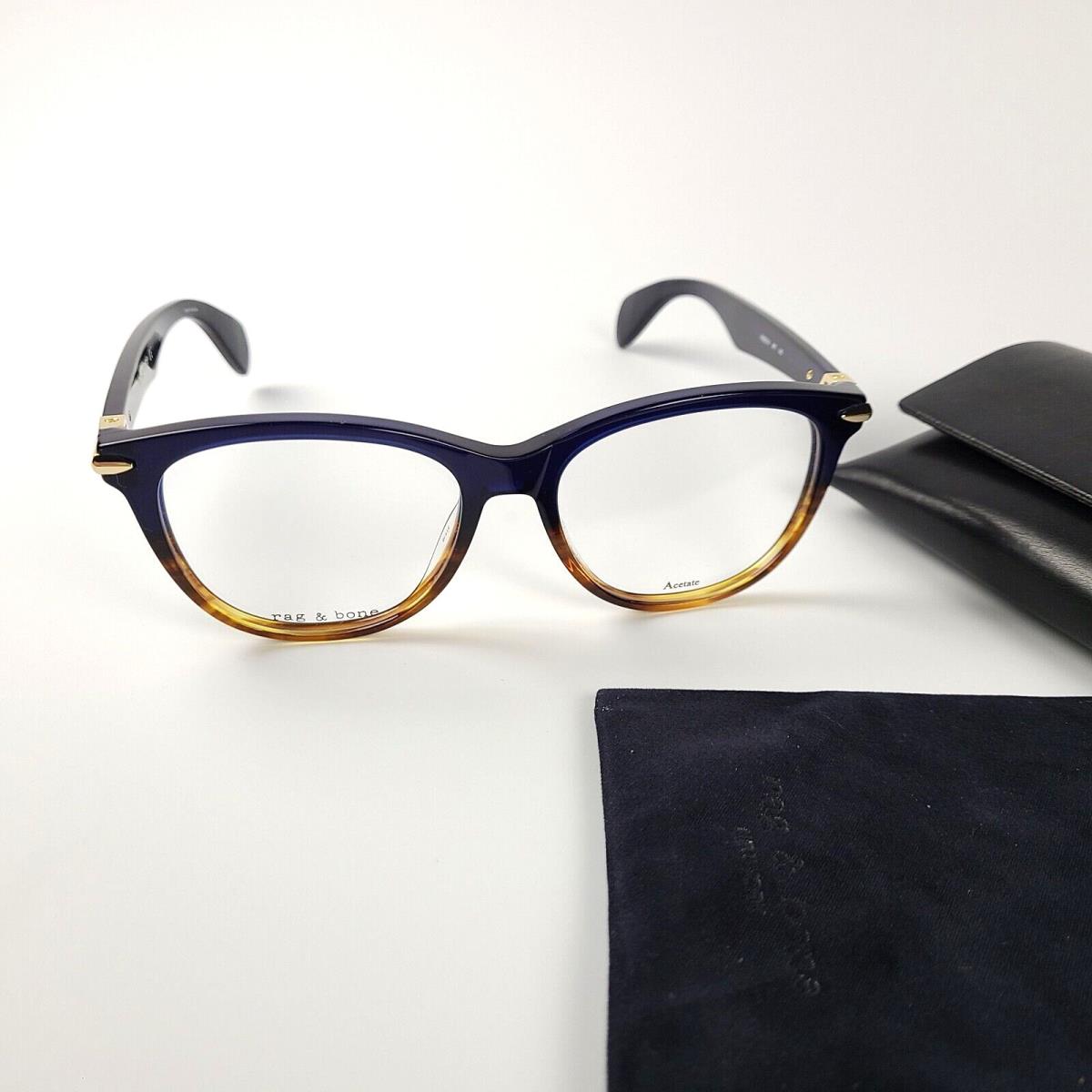 Rag Bone RNB3014 0lPR Havana Blue 51-16-140mm Eyeglass Frames w/ Case