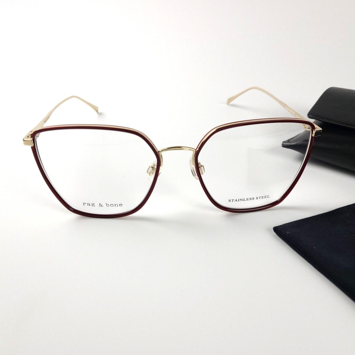 Rag Bone RNB3028 6K3 Burgundy Gold 55/17/140 Eyeglass Frames w/ Case