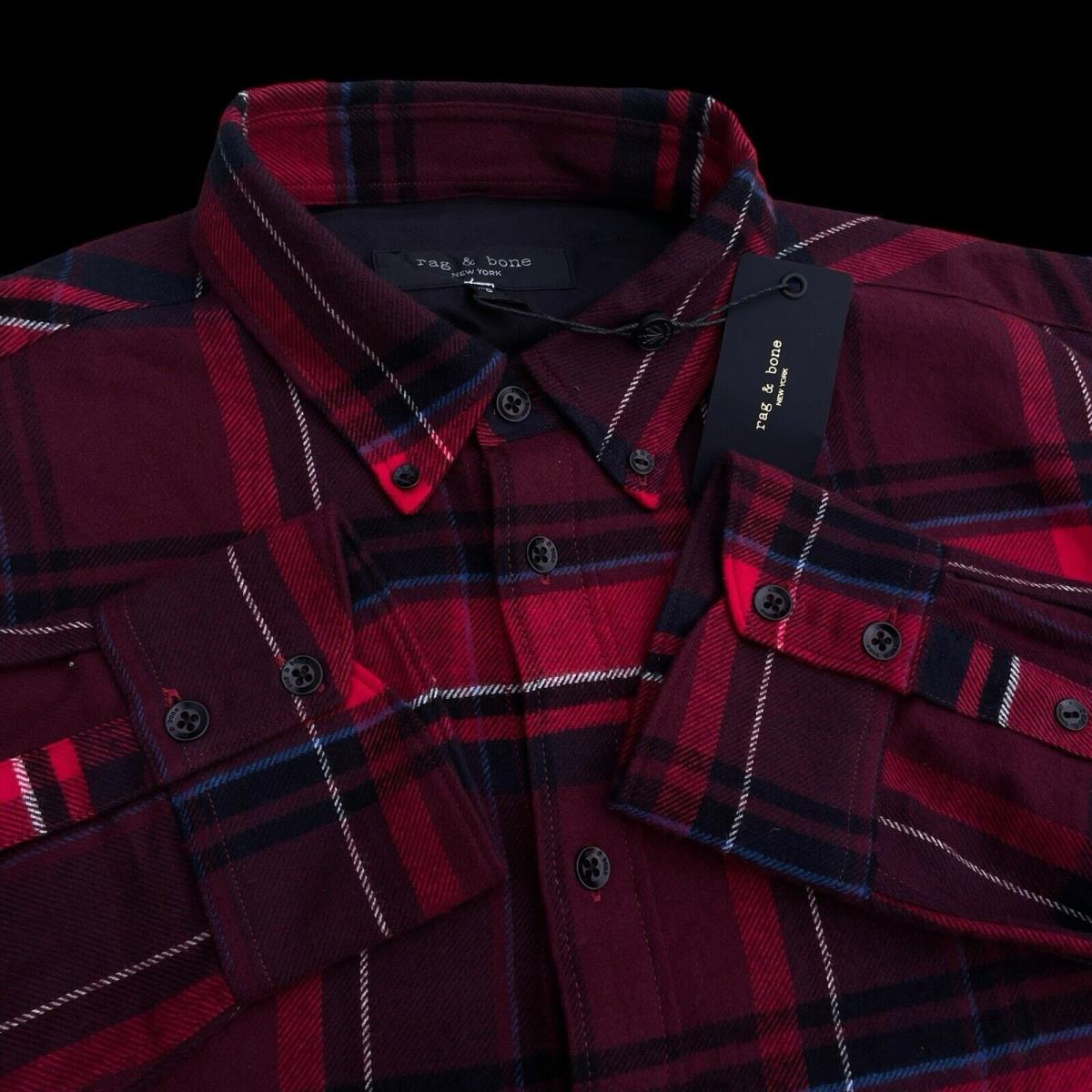 Rag Bone Mens Fit 2 Tomlin Shirt Button Down Red Plaid Flannel Size Large