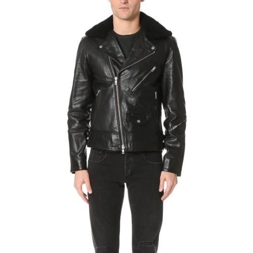 Rag Bone 248859 Mens Buzz Leather Moto Jacket Black Size X-large