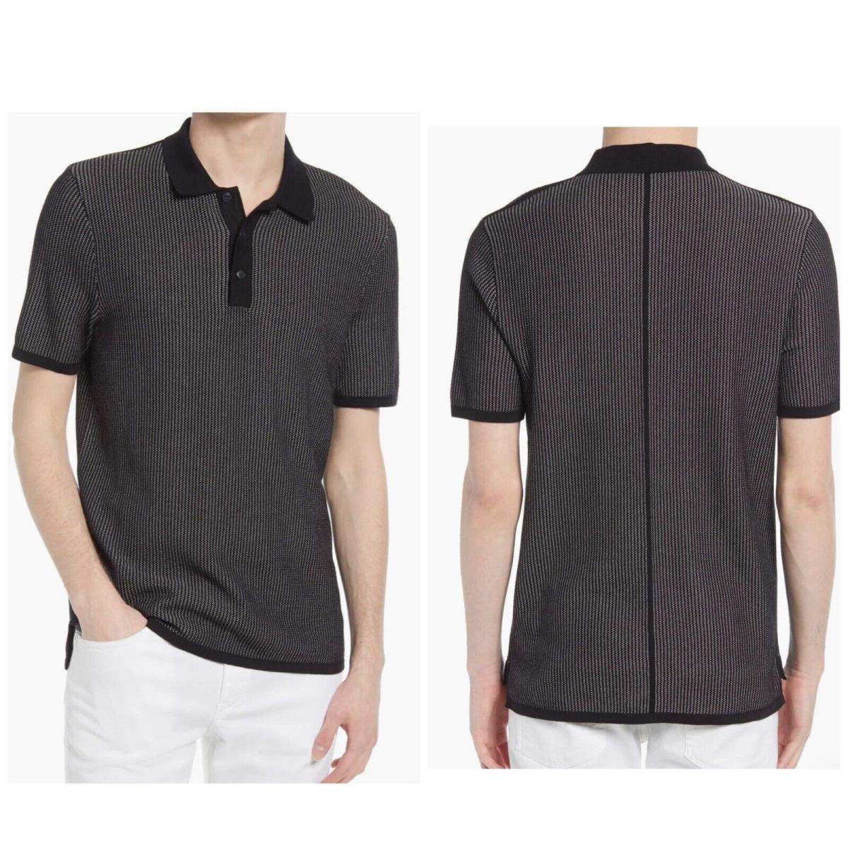 Rag Bone Harvey Short Sleeve Polo In Black Size: Small