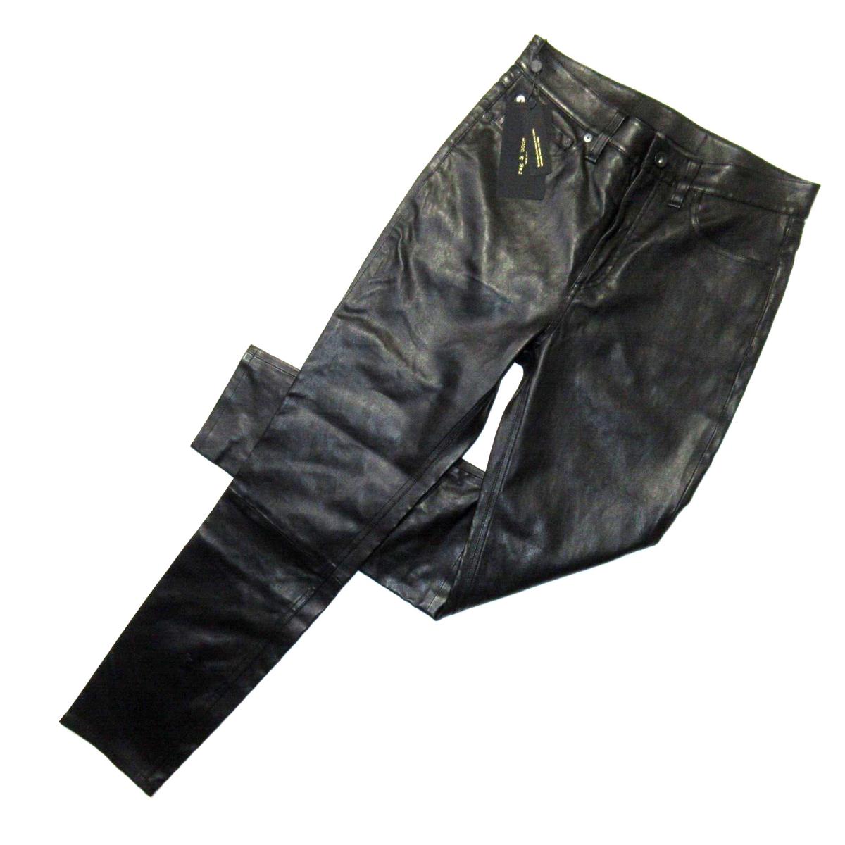 Rag Bone High-rise Skinny Ankle in Black Leather Stretch Pants 28