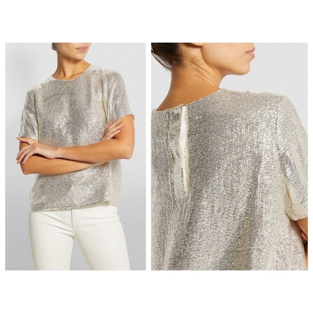 Rag Bone Gia Sequin Top in Silver Size: Medium