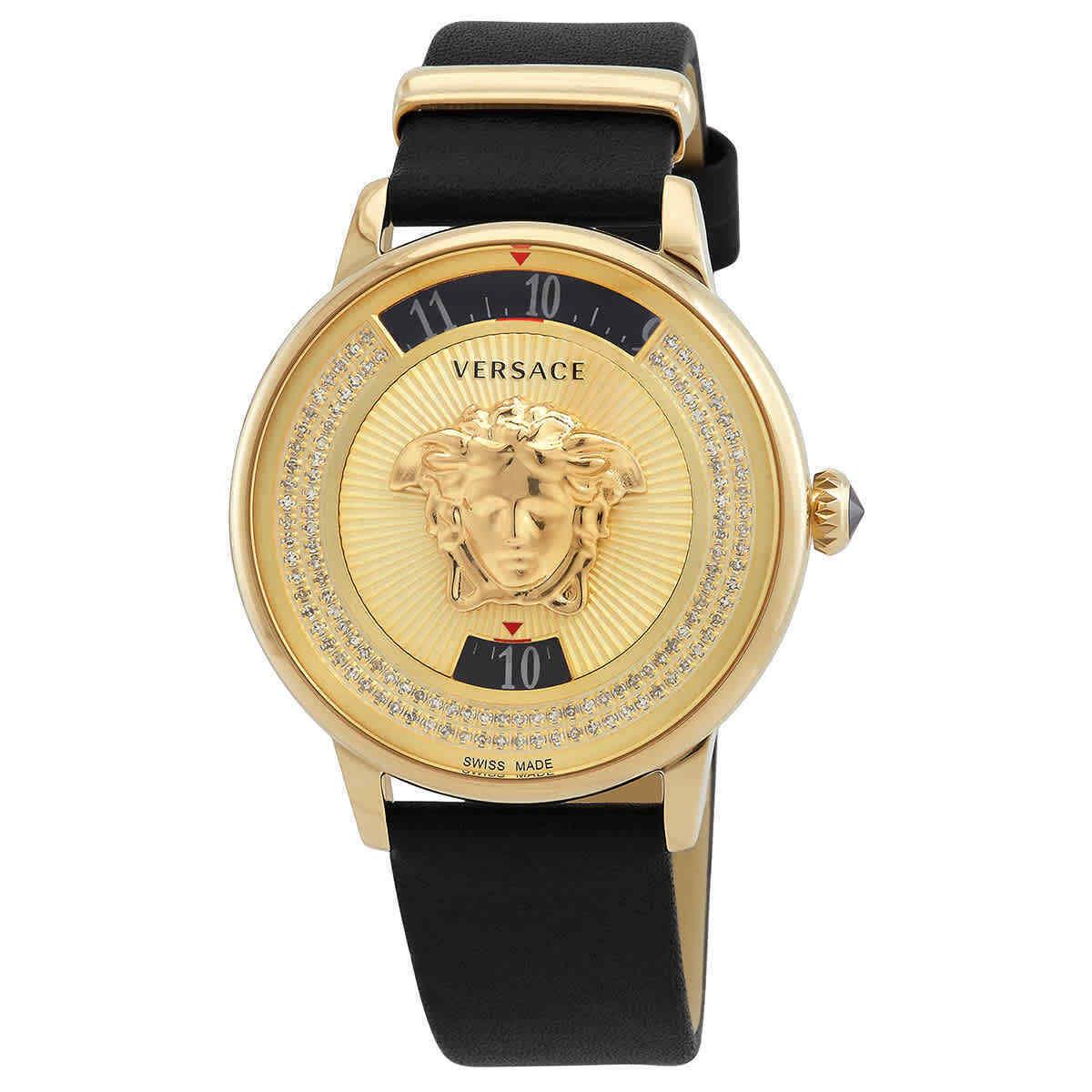 Versace Medusa Icon Diamond Quartz Gold Dial Ladies Watch VEZ200722