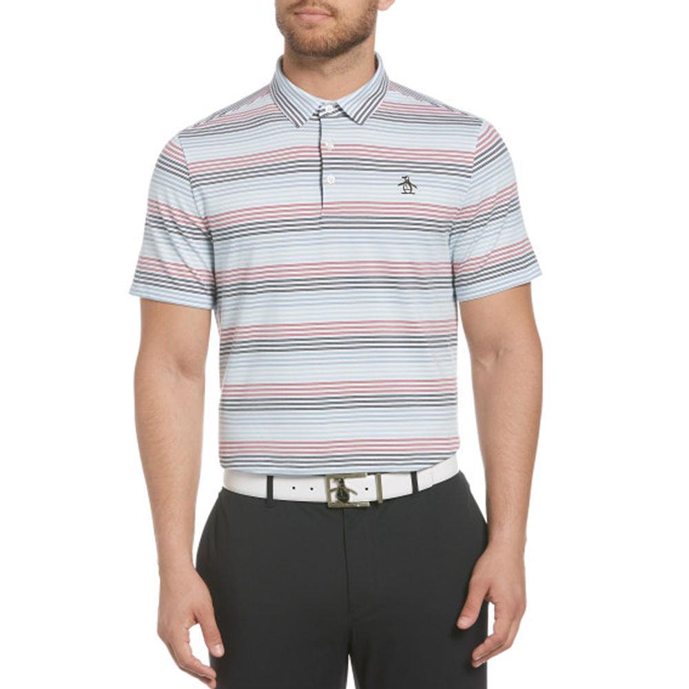 Men`s Penguin Ombre Fine Line Striped Golf Polo