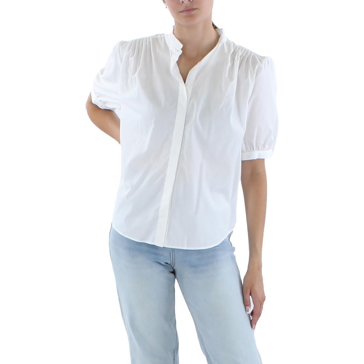 Rag Bone Womens Jordan White Pleated Blouse Button-down Top Shirt L Bhfo 4102