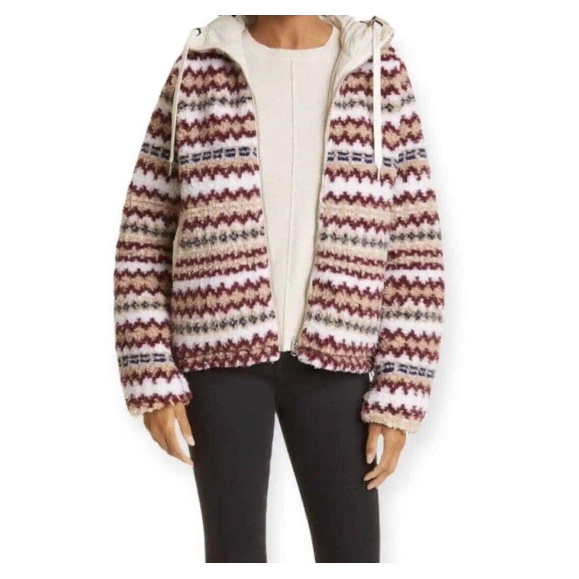 Rag Bone Fair Isle High Pile Fleece Tactic Hoodie Jacket Ivory M Med