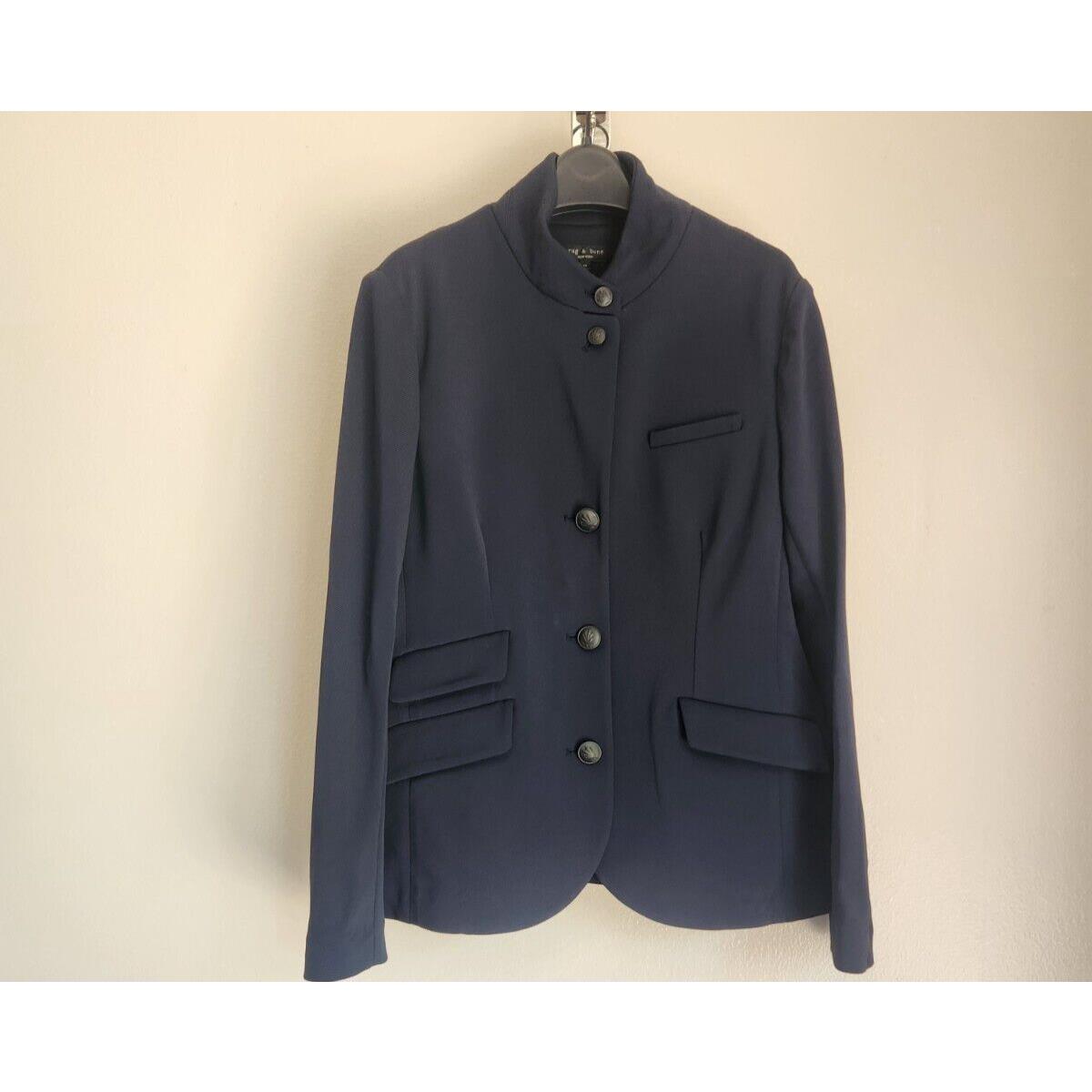 Rag Bone Slade Ponte Blazer Size 12 Navy Polyamide 3E407