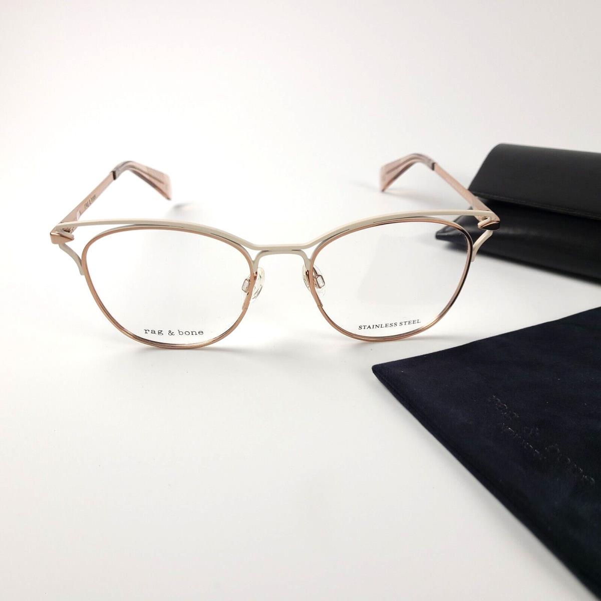 Rag Bone RNB3019 Bqb Rose Gold / Cream Eyeglasses Frames 51-18-140mm