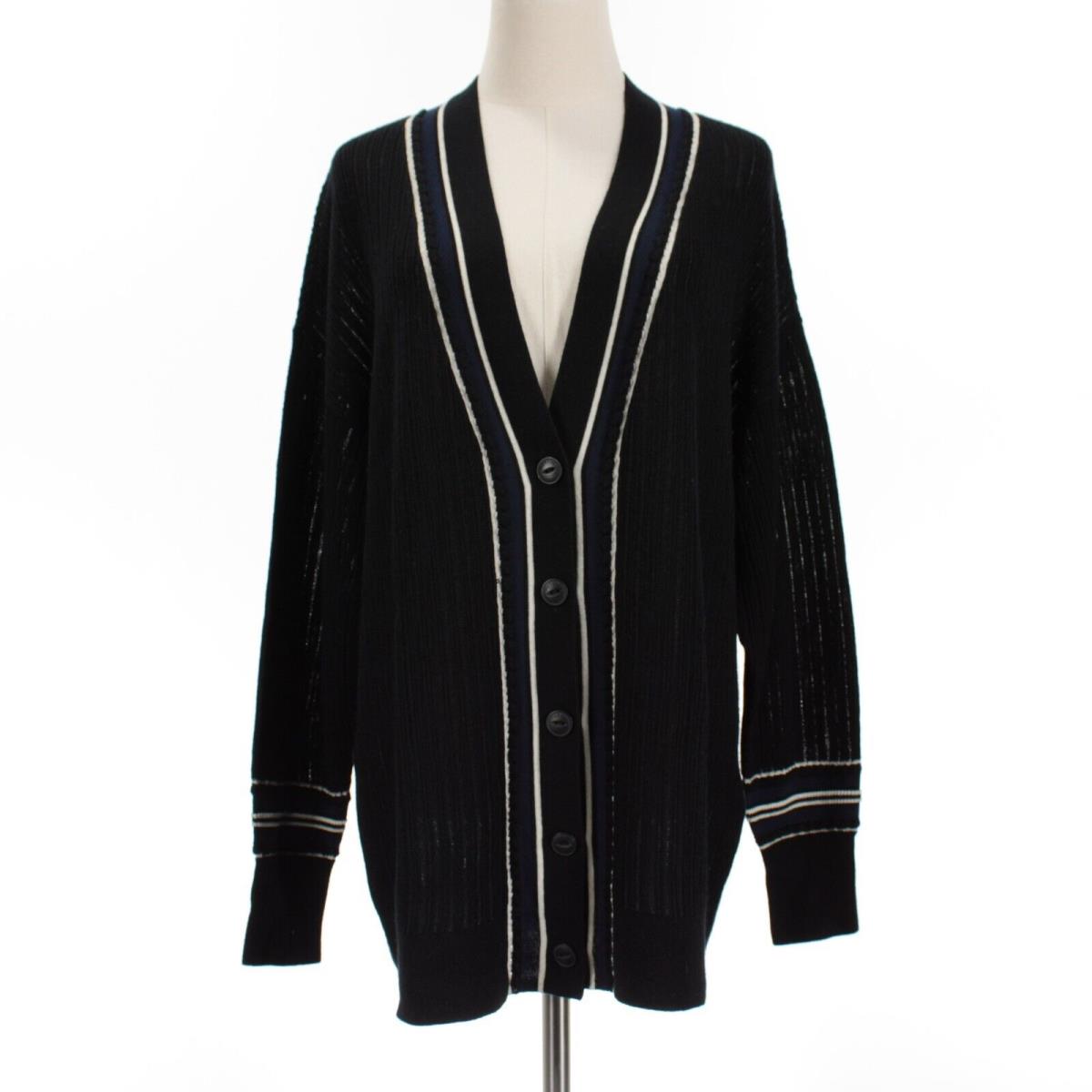 Rag Bone Dianna Cardigan Sweater Size Medium in Black w/ Blue White