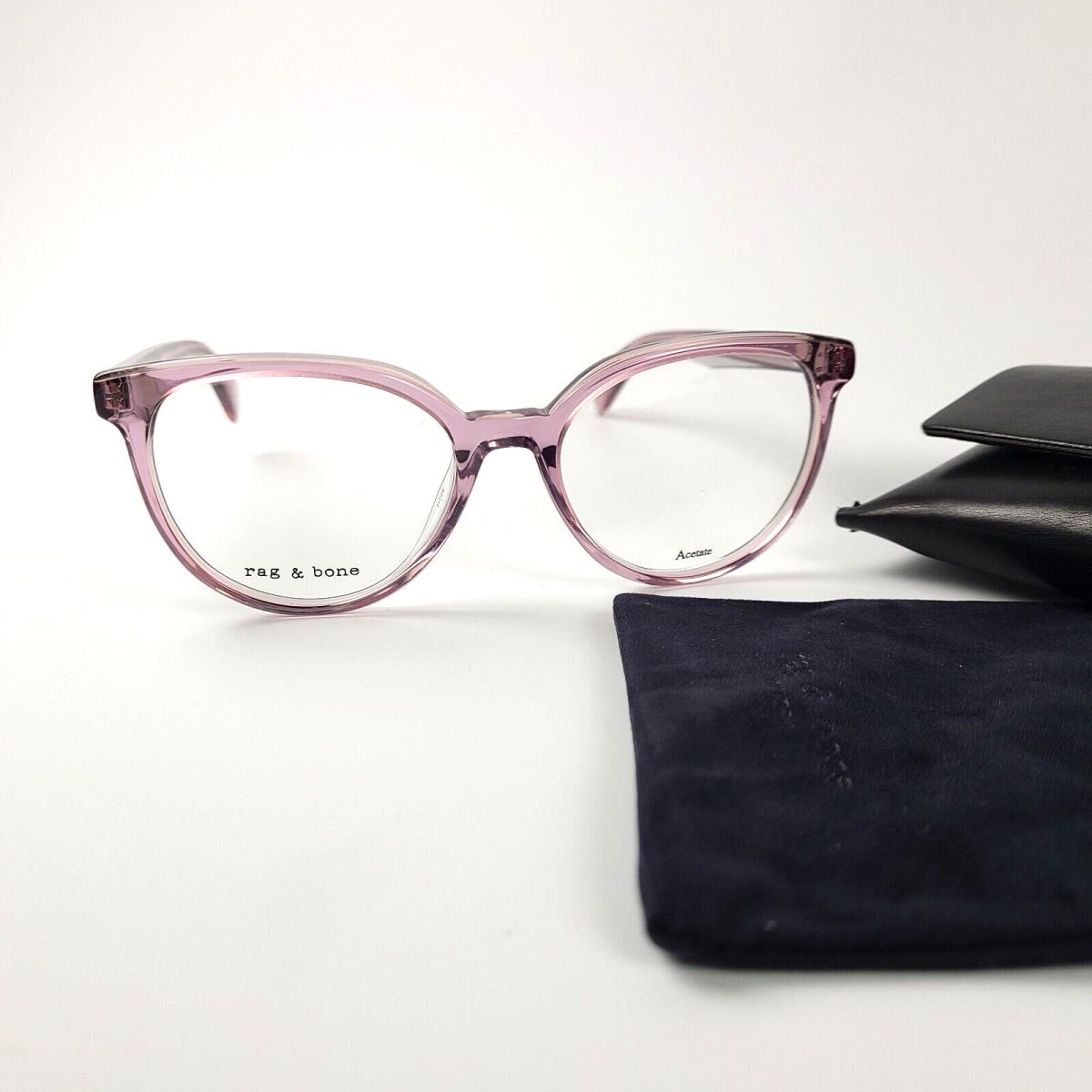 Rag Bone RNB3029 03KQ Pink Grey Women`s Plastic Eyeglass Frame 50-17-140