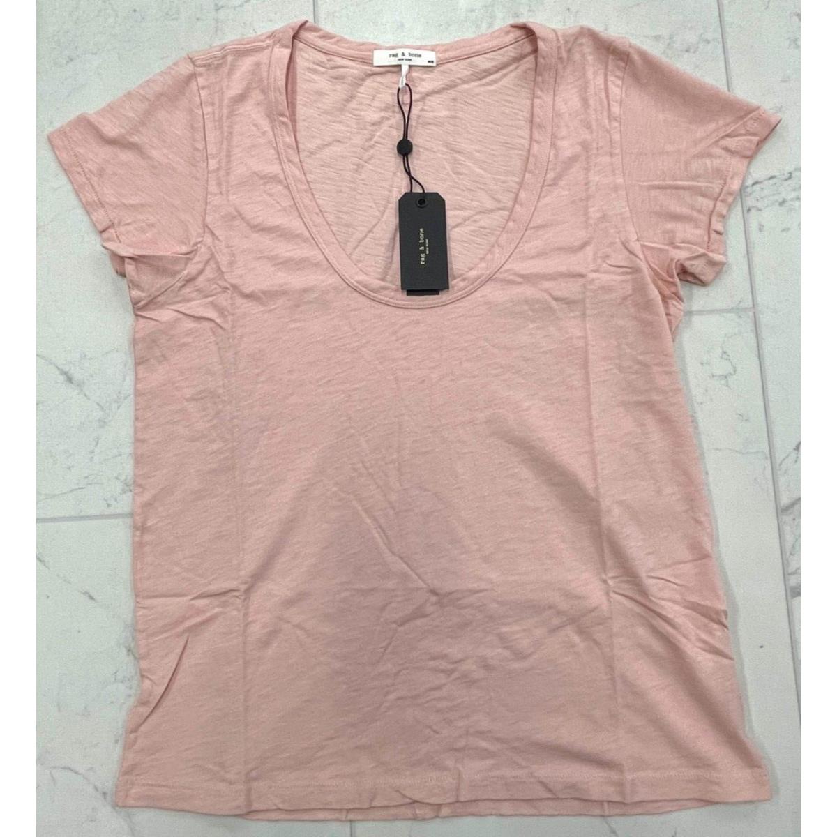 Rag Bone U-neck Tee In Pink Rose Size: Medium