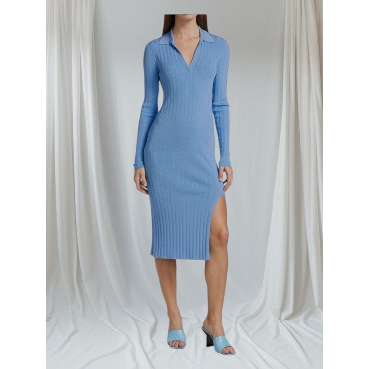 Rag Bone Blue Dawson Blue Long Sleeve Knit Midi Dress Size Medium