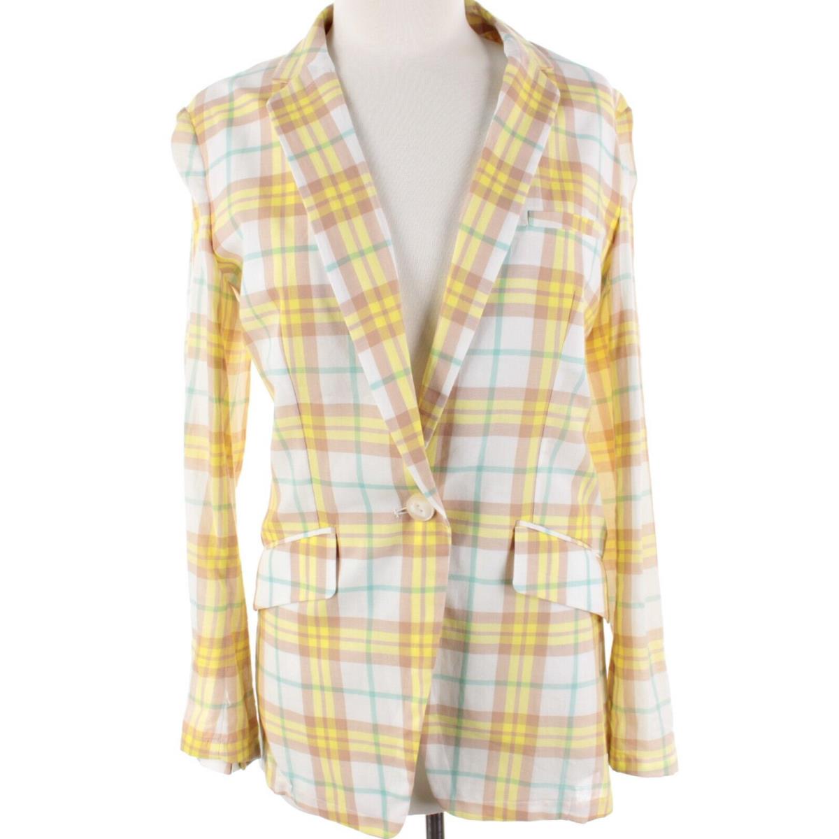 Rag Bone Margot Blazer Single Button Size 2 in Yellow Plaid Cotton