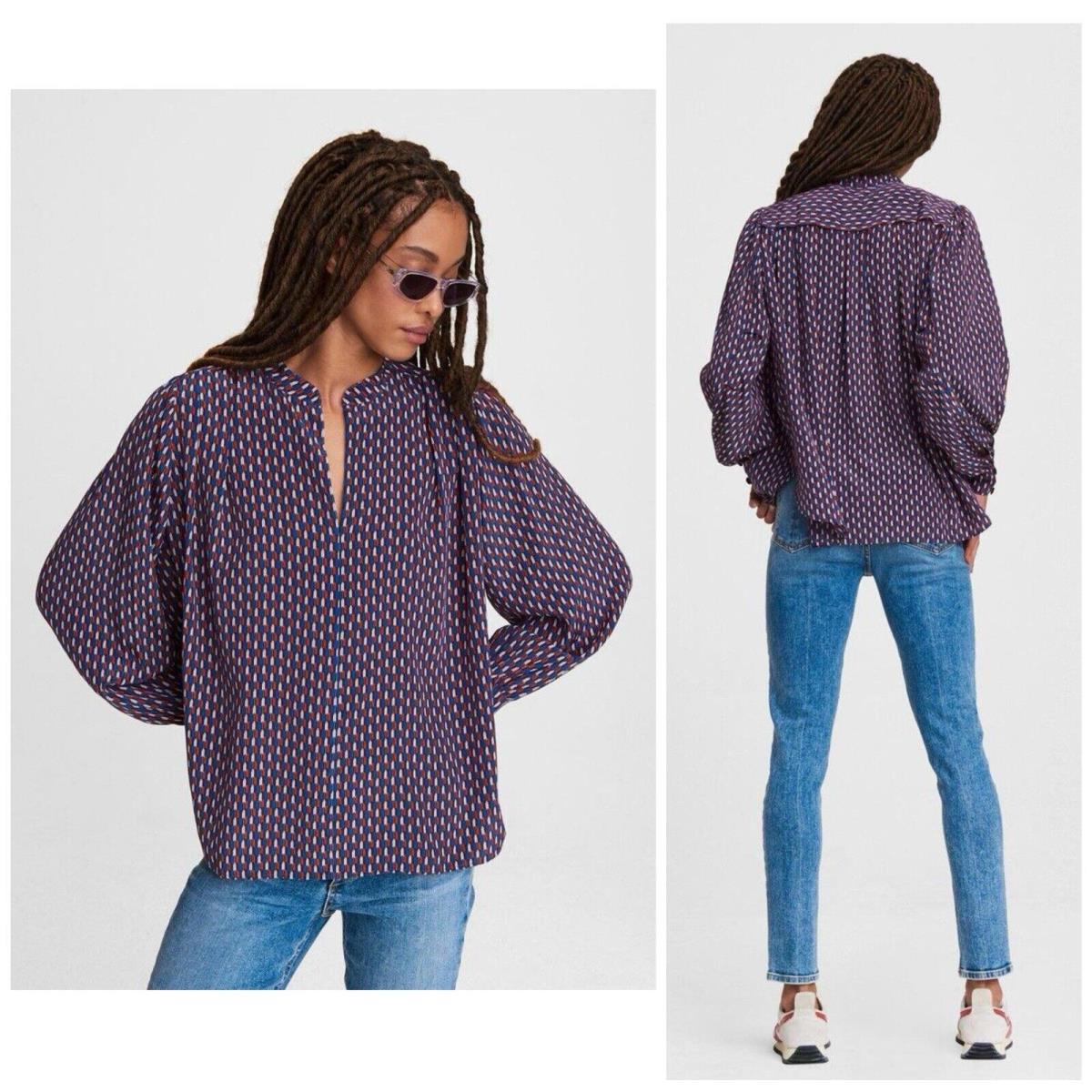 Rag Bone Carly Silk Printed Top In Red Multi Size: Medium