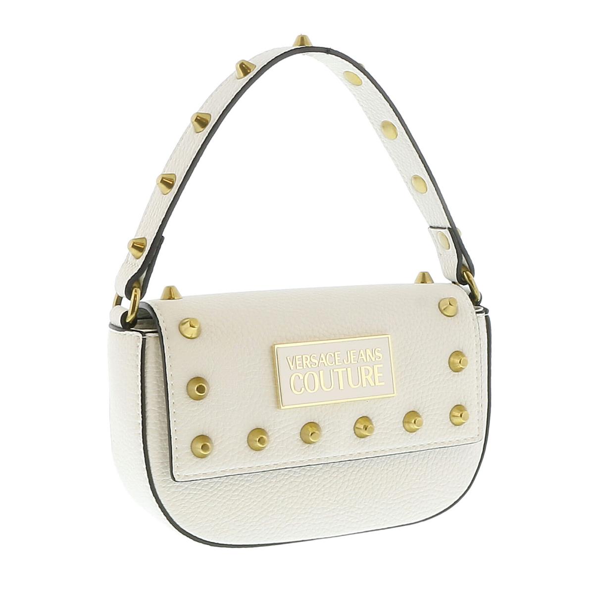 Versace Jeans Couture White Structured Riveted Shoulder Bag