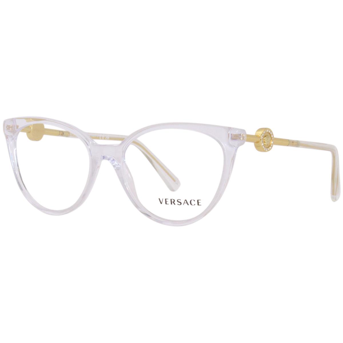 Versace 3298-B 148 Eyeglasses Frame Women`s Crystal Full Rim Round Shape 55mm