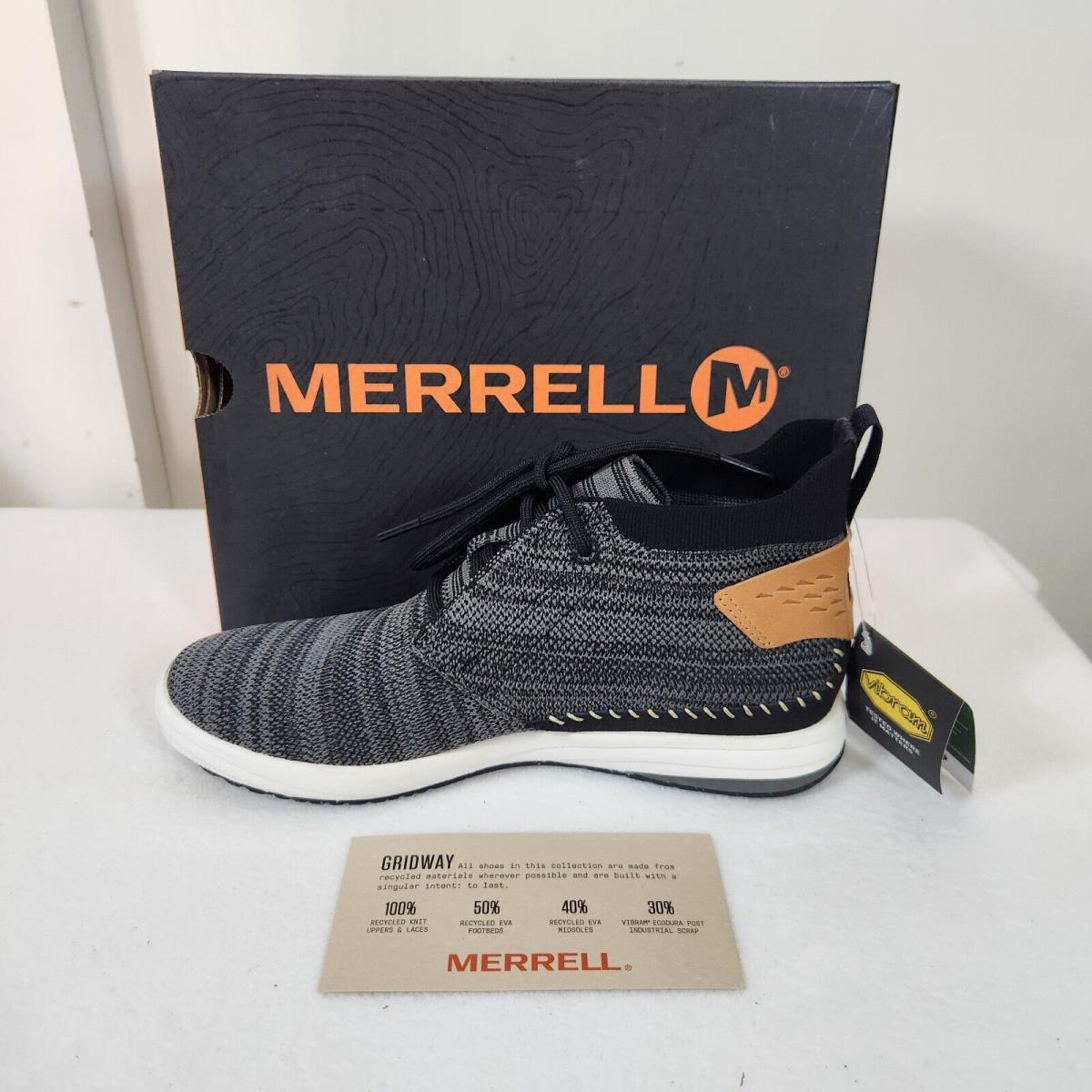 Merrell Gridway Mid Black Performance Footwear Ankle Sneaker Sz 7.5