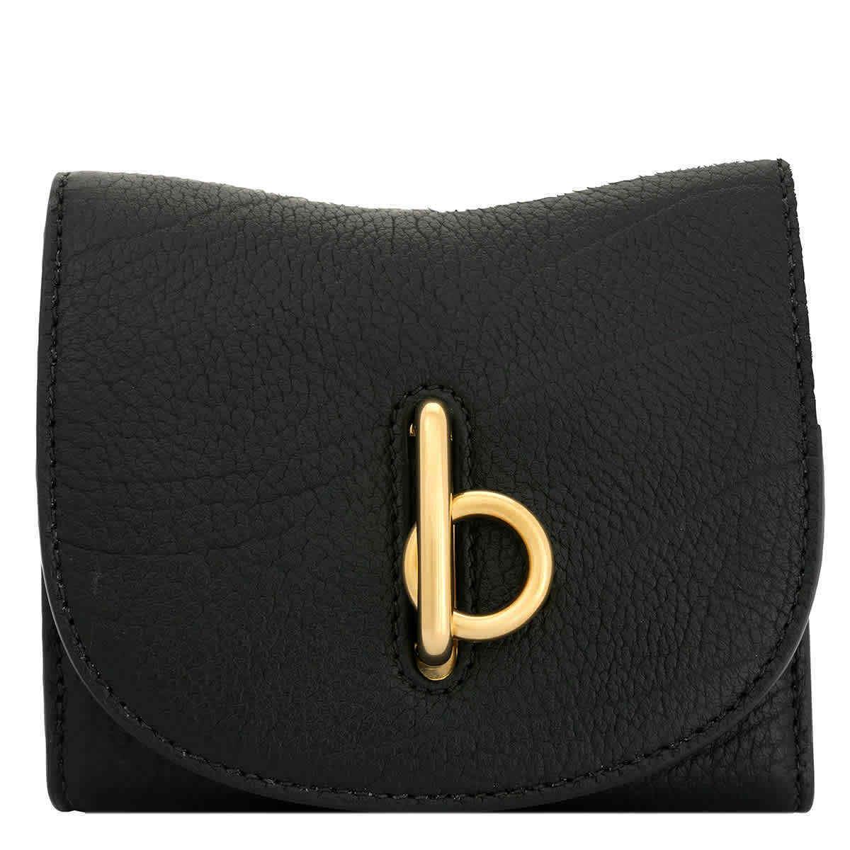 Burberry Rocking Horse Leather Compact Wallet In Black 8081669