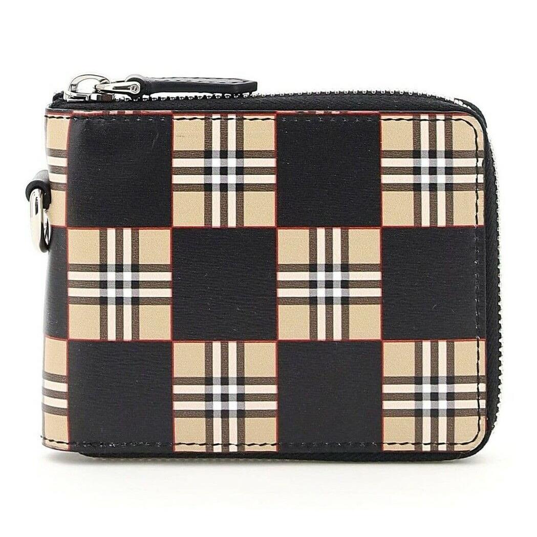 Burberry Daniels Check Print Leather Zip Around Wallet