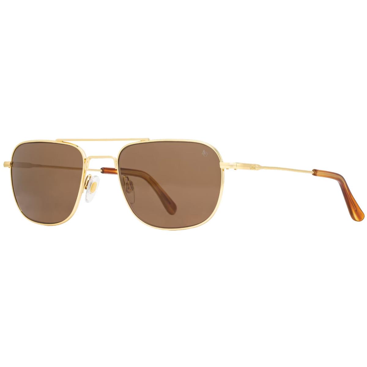 American Optical Checkmate Polarized Men`s Aviator Sunglasses - Made In Usa Gold-Tone/Cosmetan Brown (HABNN-P)