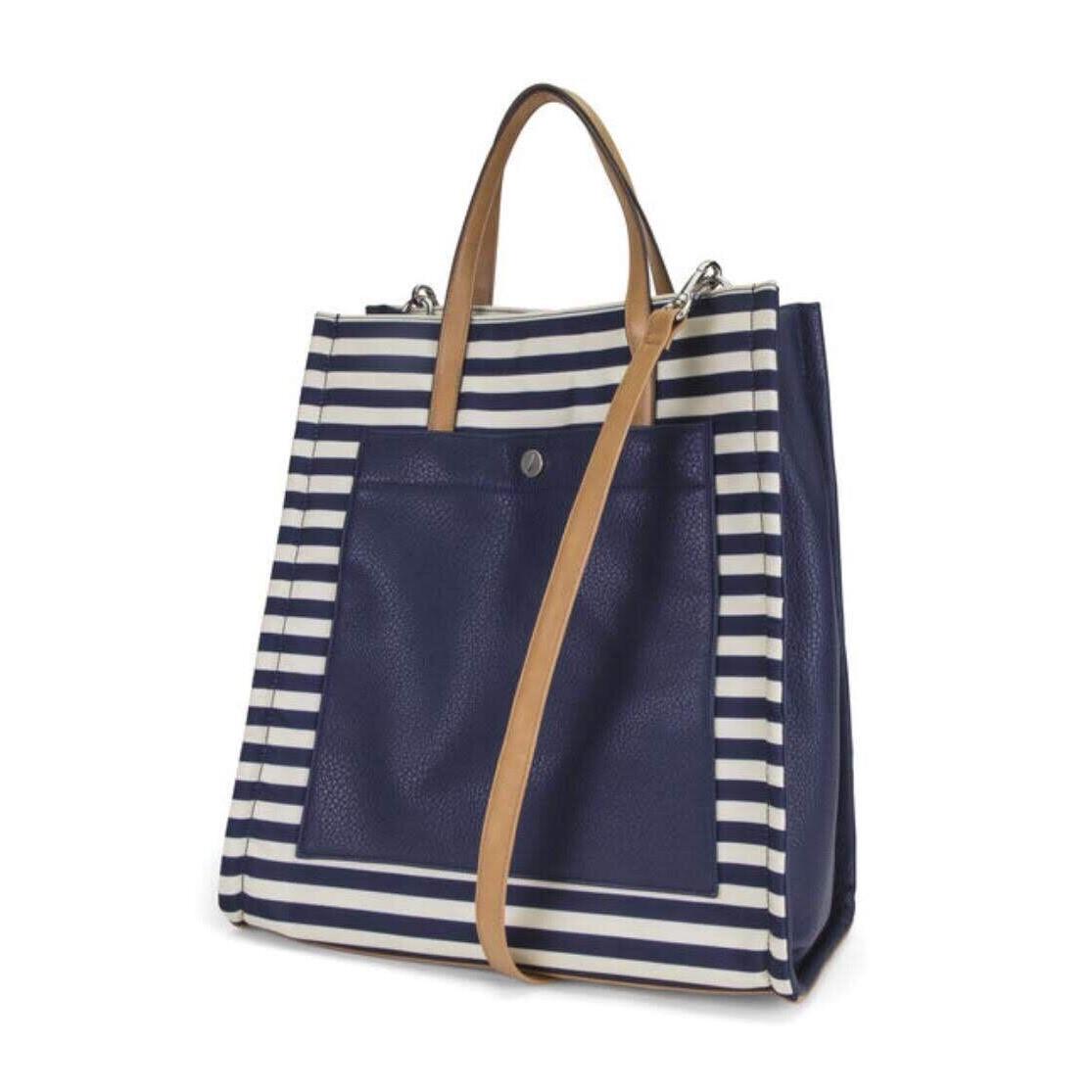 Nautica Women s Tote Indigo Stripe Nylon Pebble Nice Bag Canvas Blue/white Str