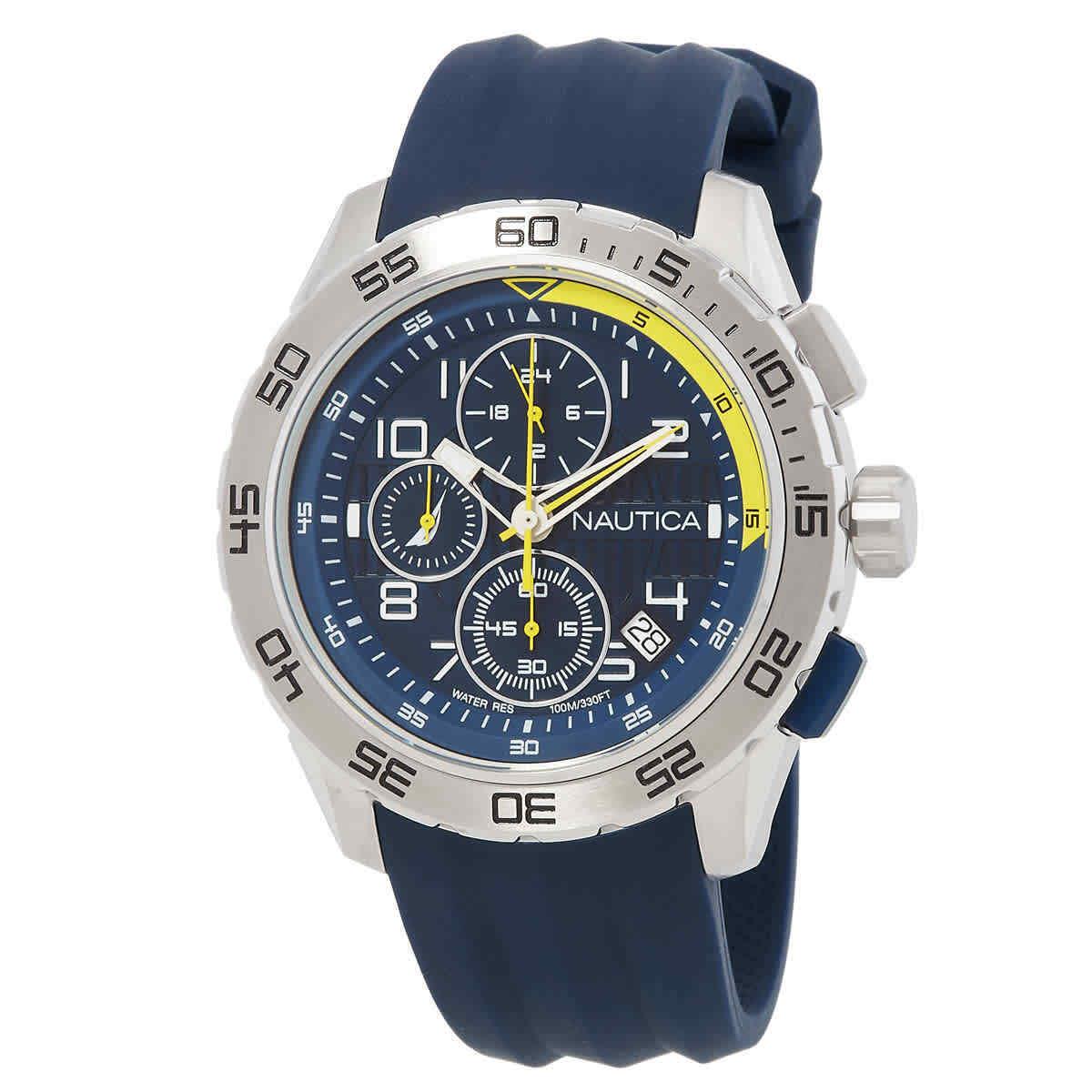 Nautica Nst Chronograph Quartz Blue Dial Men`s Watch NAPNSS301