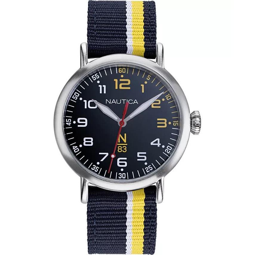 Nautica Men`s NAPWLS907 Wakeland Blue/yellow Stripe Fabric Strap Watch