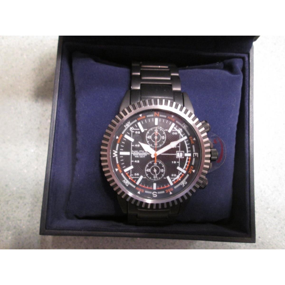 Nautica Chronograph Tachymeter Steel Watch N16521 Orange Black