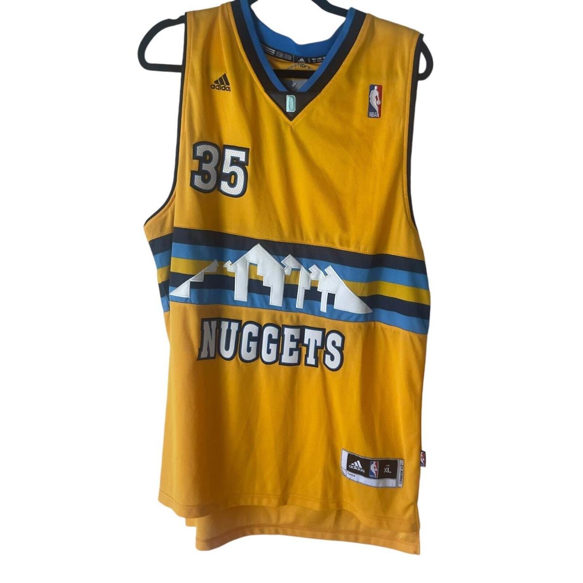 Adidas Nba Men`s Size XL Nuggets Faried 35 Denver Yellow Blue Jersey