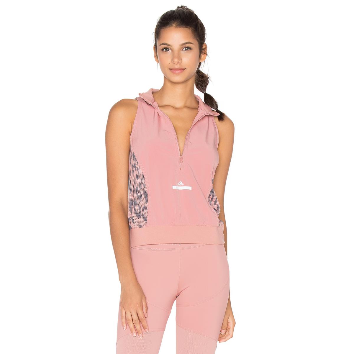 Adidas by Stella Mccartney Tank Top Leopard Mesh Dusty Rose Pink AX7007 Size M