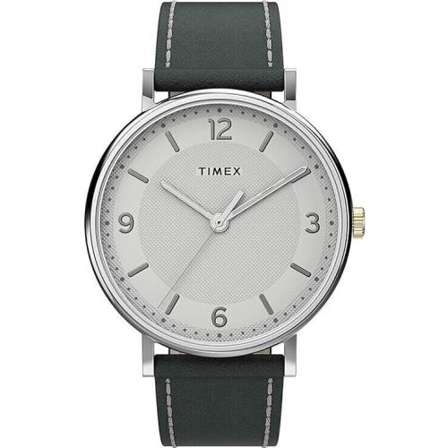 Timex TW2U67500 Men`s Quartz Watch Analog Gray Leather Strap 41mm Case