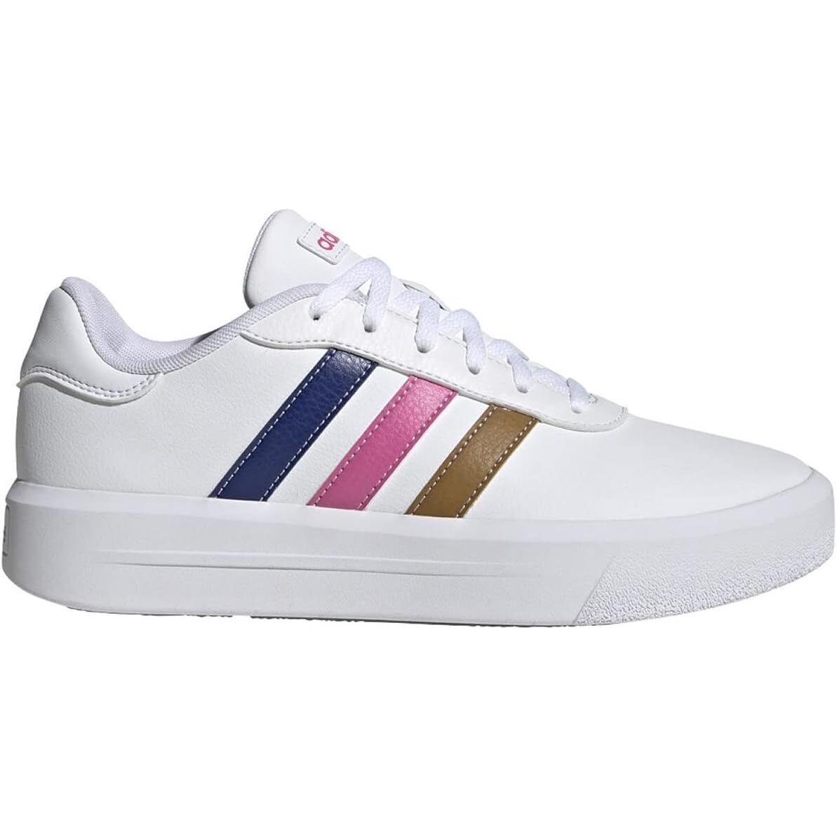 Adidas Women`s Court Platform Skate Shoe 9.5 White/multicolored - White/Multicolored