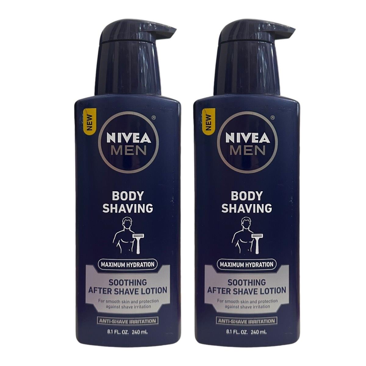 2 Pk Nivea Men Body Shaving Maximum Hydration Soothing After Shave Lotion 8.1 oz