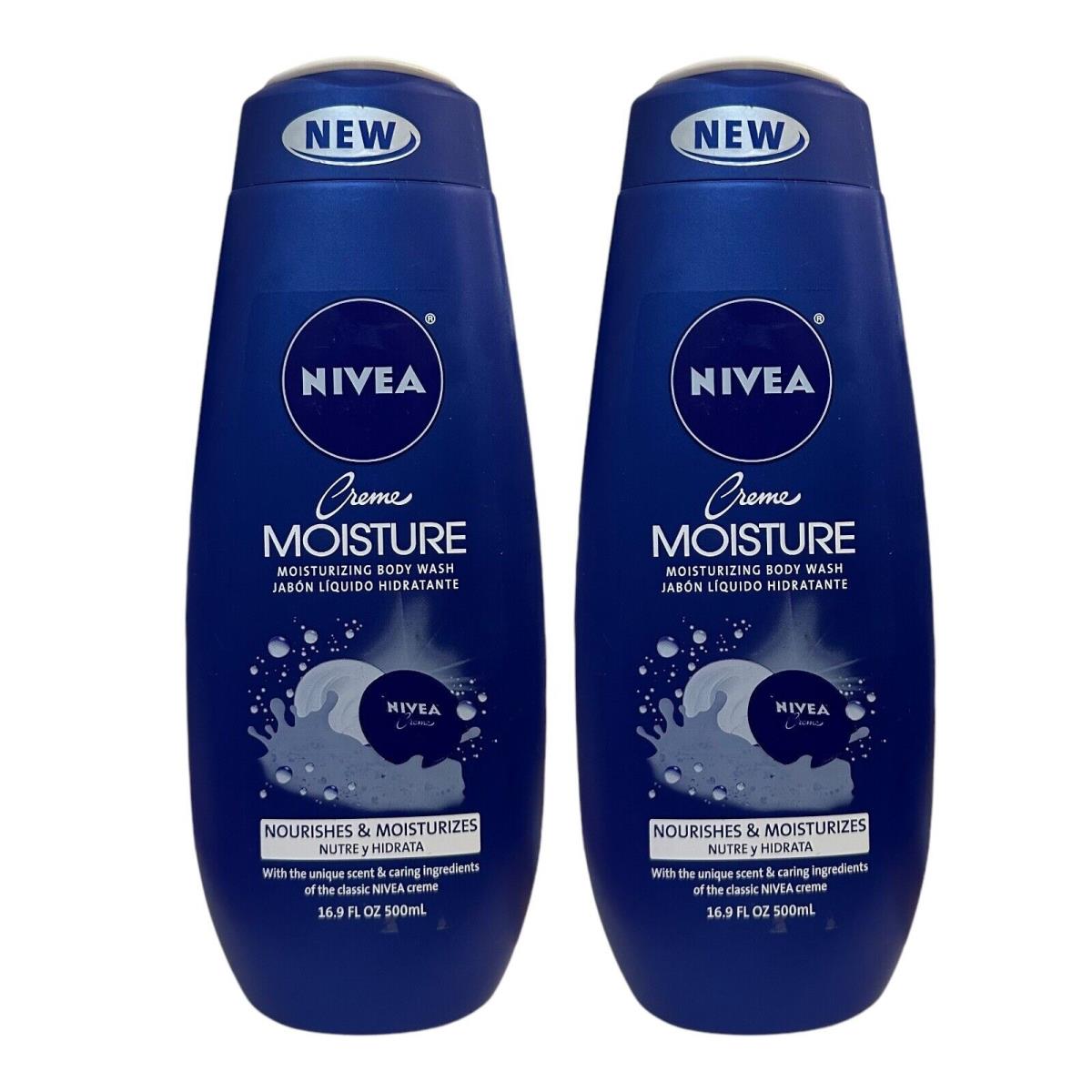 2 Pack Nivea Creme Moisture Moisturizing Body Wash 16.9 oz For Dry Skin Rare