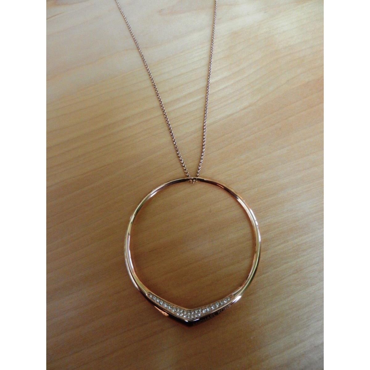 Michael Kors Rosegoldtone Pave` Circle Pendant Necklace