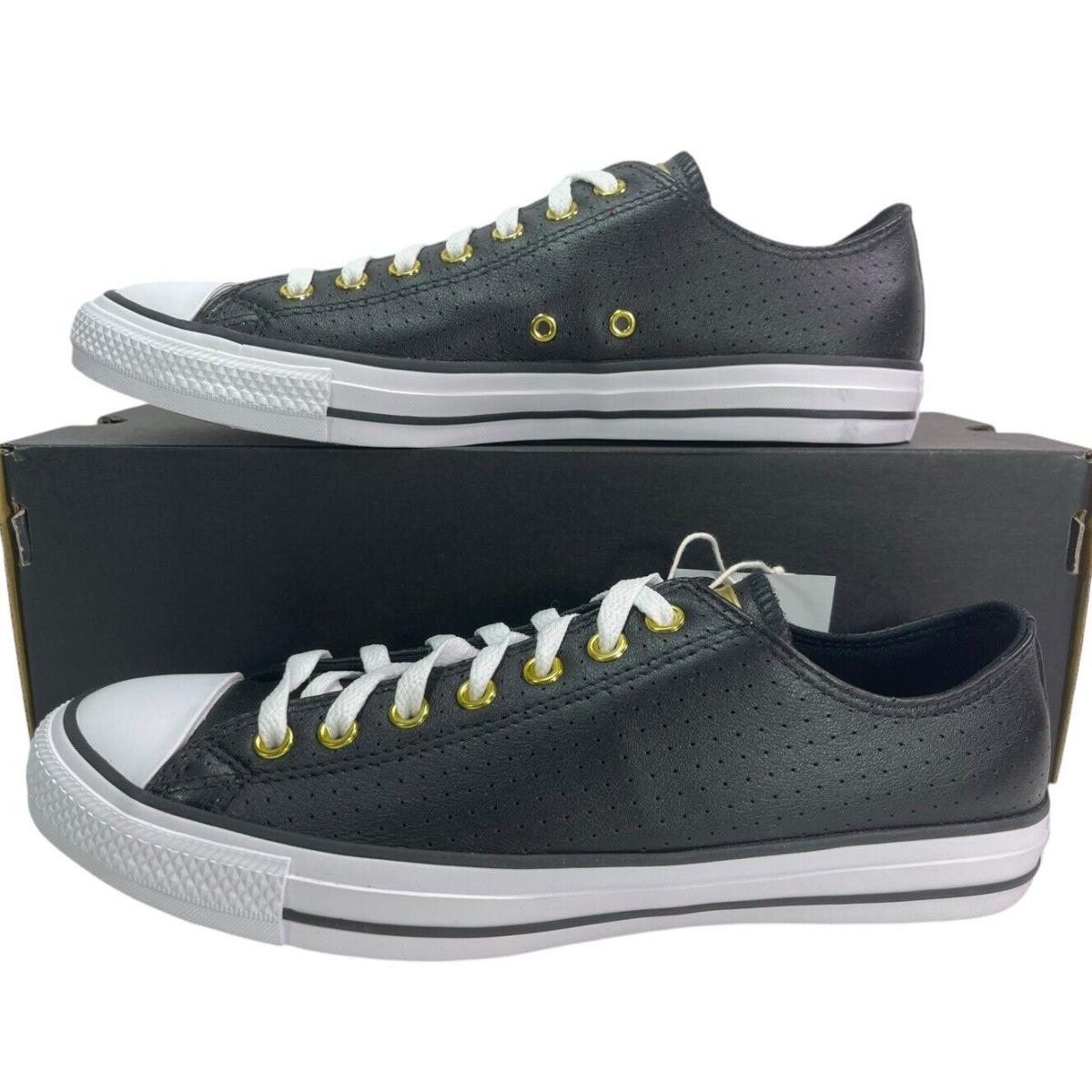 Converse by You Chuck Taylor Ctas Ox Sneaker Black Perforated Leather Men`s 9.5 - Black