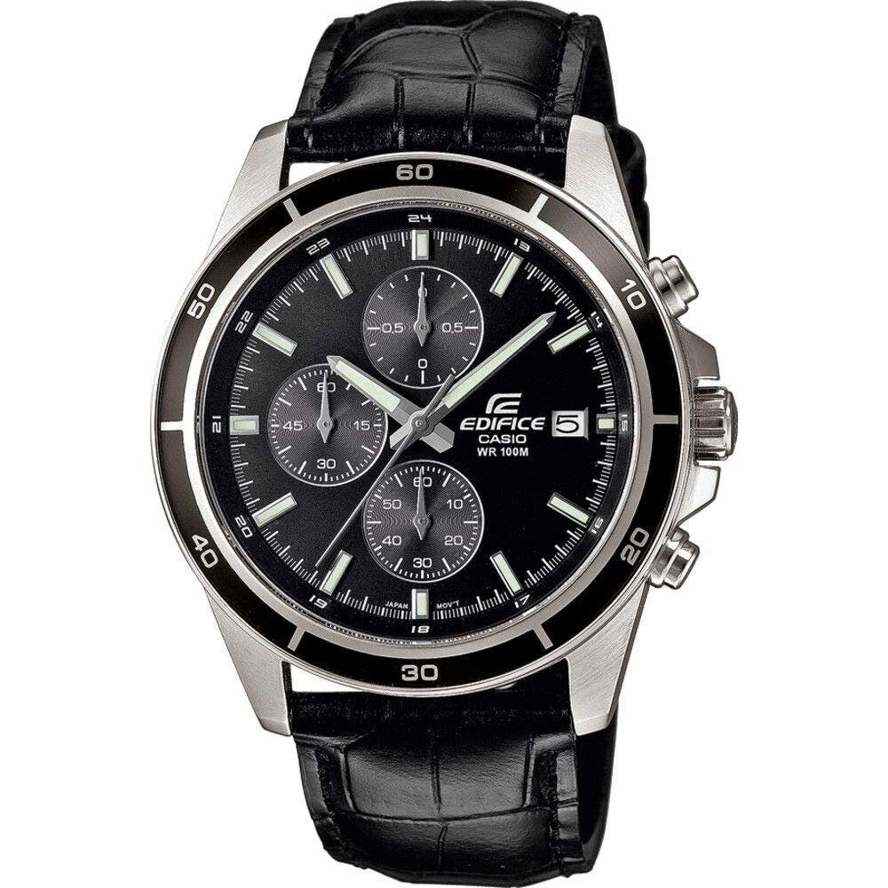 Casio Edifice EFR-526L-1AVUEF Men`s Watch Stainless Steel Band Chronograph - Dial: Black, Band: Black, Bezel: Black