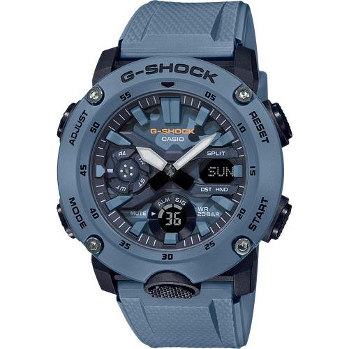 Casio Men`s Watch G-shock Quartz Blue Camouflage Dial Resin Strap GA2000SU-2A