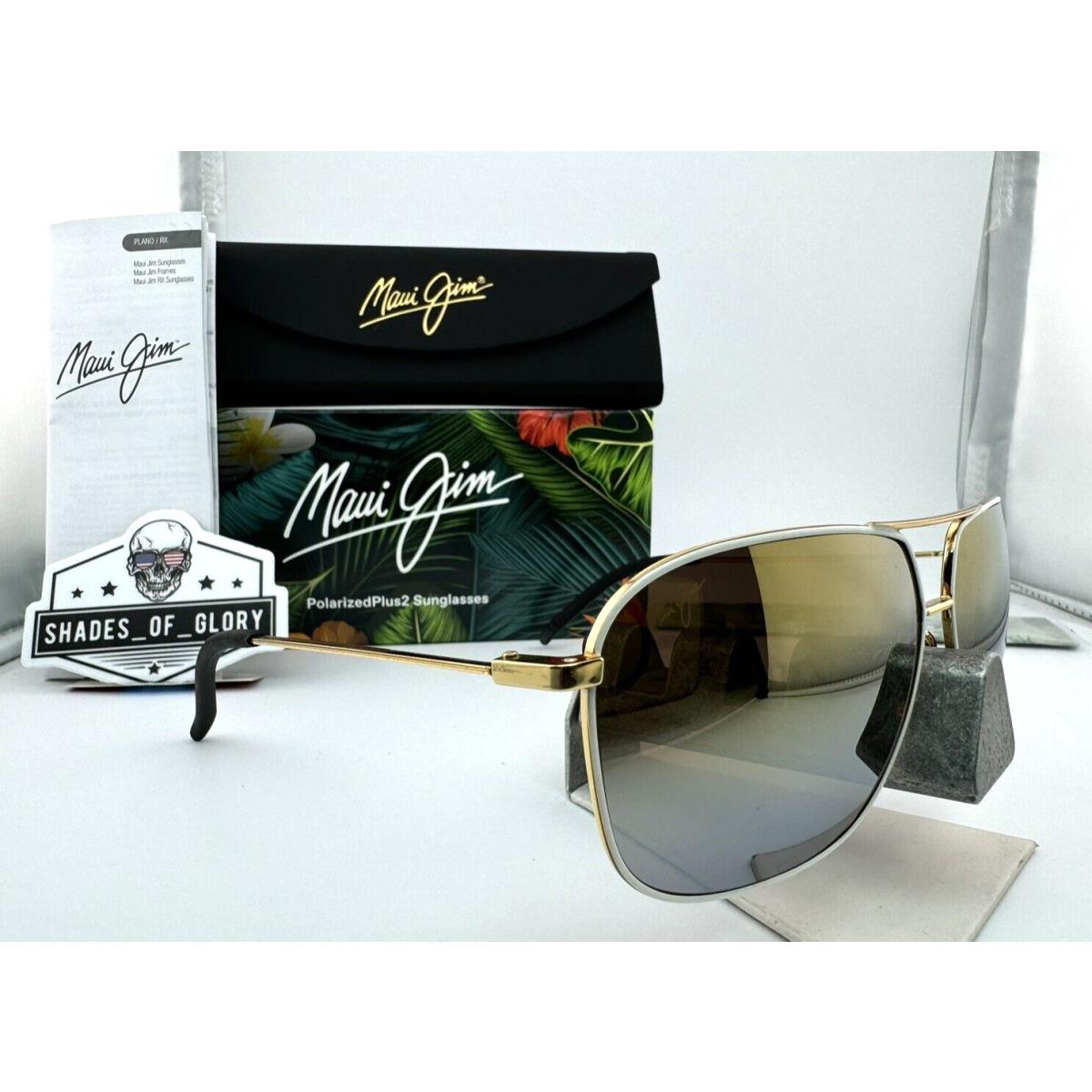 Maui Jim Kami MJ 778-05C White Gold TO Silver Polarized Aviator Sunglasses