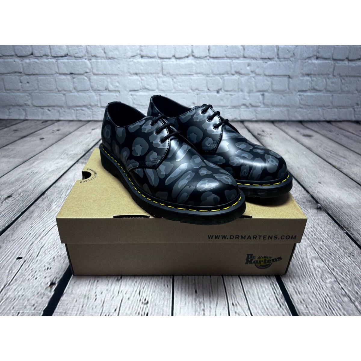 Dr. Martens 1461 Dr Marten Black Distorted Leopard Print Shoes