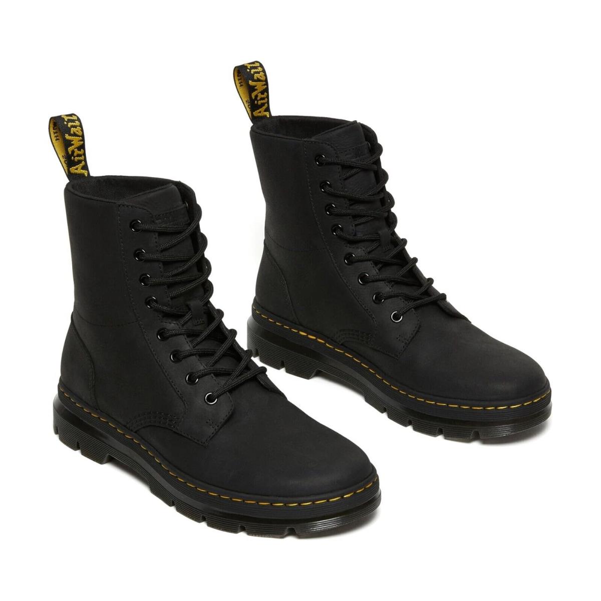 Dr. Martens Z59117 Black Leather Combs Casual Combat Boots Size M-7 W-8