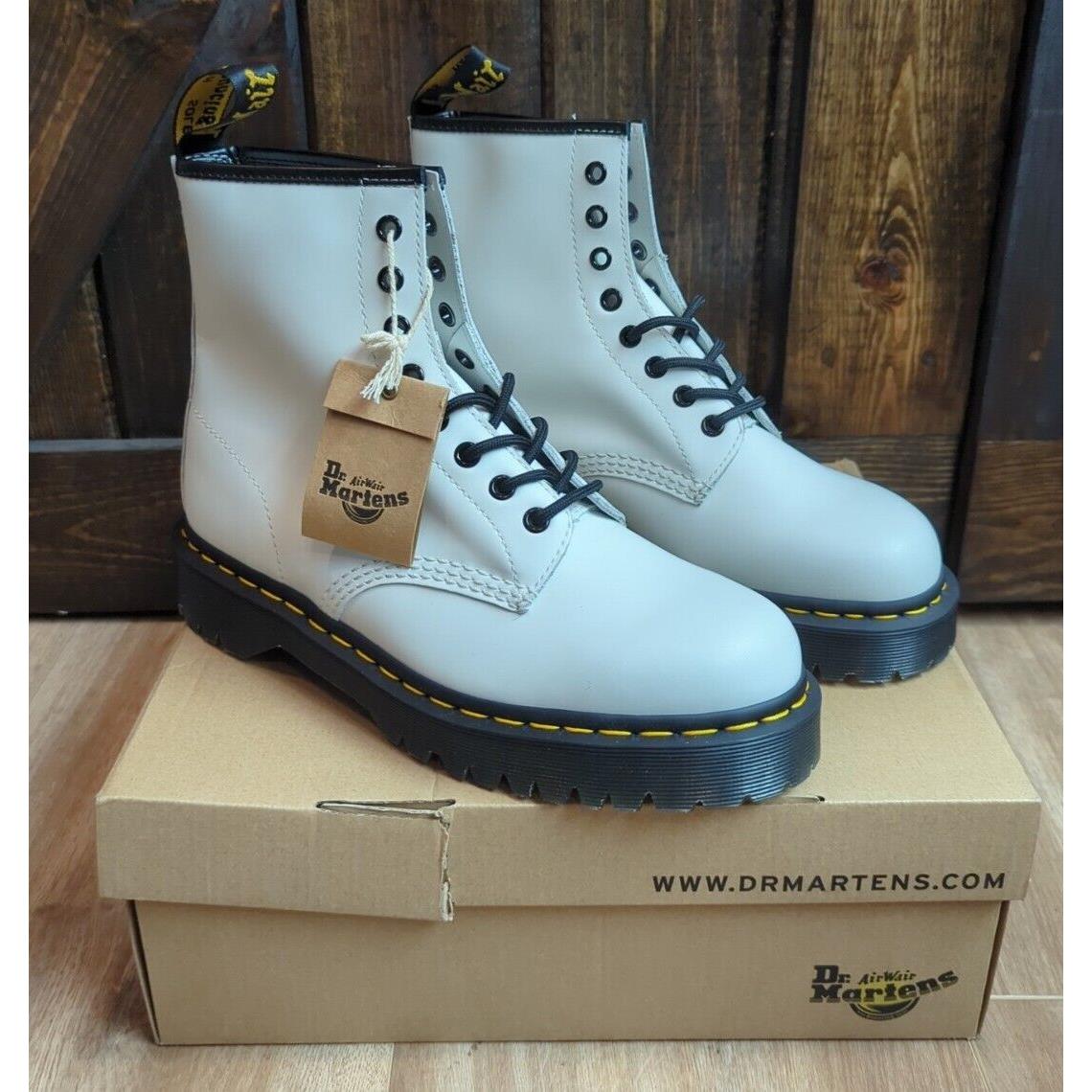 Dr. Martens 1460 Bex White Patent Leather Platform Boots 42 Men`s 9 Women`s 10