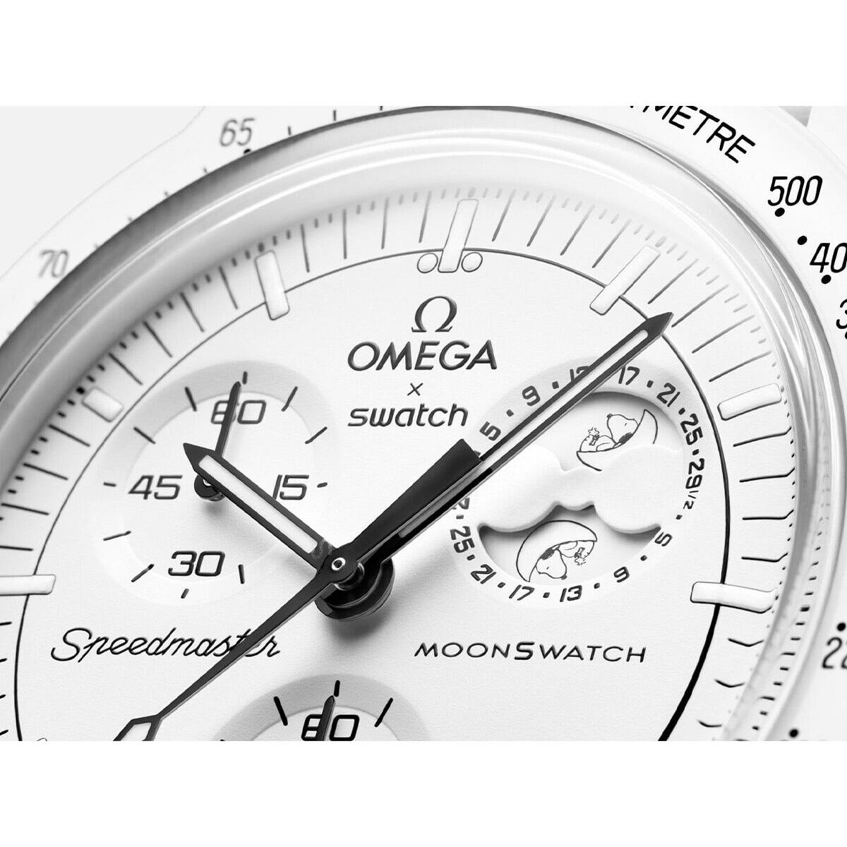 Swatch x Omega White Snoopy Moonswatch - Full Moon Mission To The Moonphase